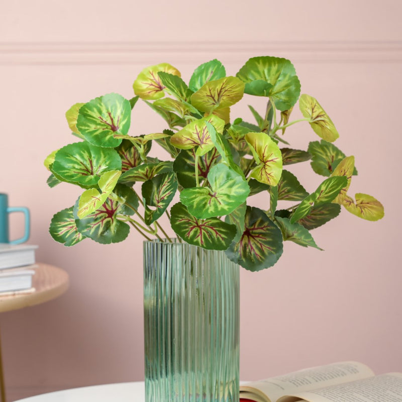 Artificial Red Heart Begonia Leaves Set Of 2 - Artificial Plant | Flower for vase | Home decor item | Room decoration item