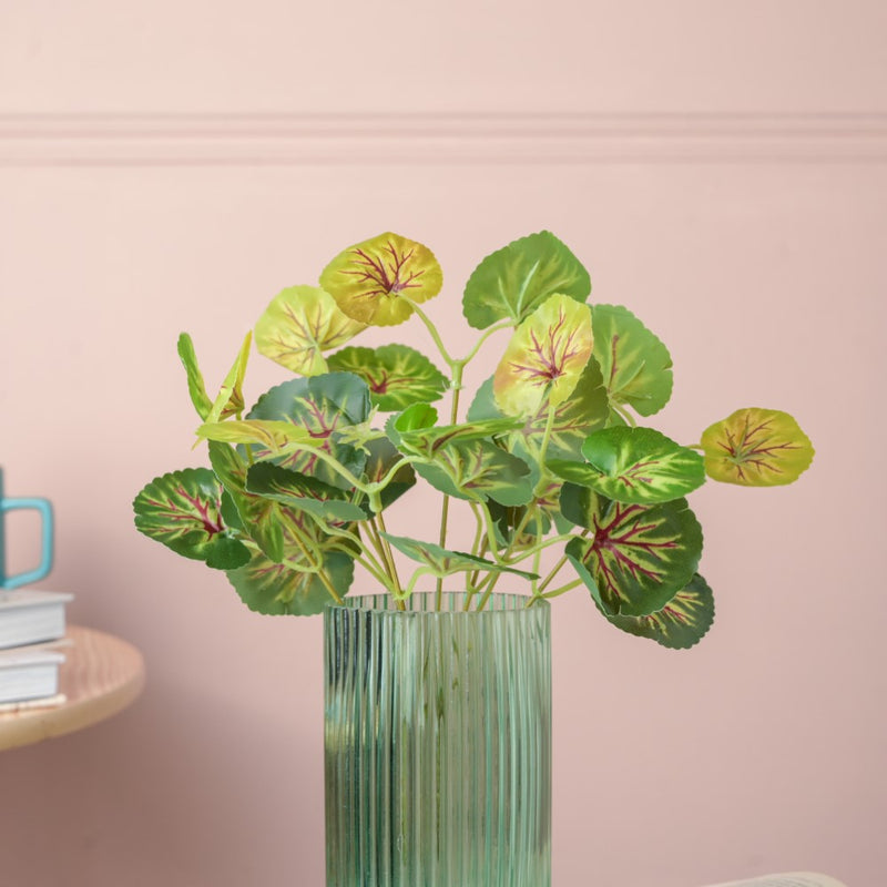Artificial Red Heart Begonia Leaves Set Of 2 - Artificial Plant | Flower for vase | Home decor item | Room decoration item