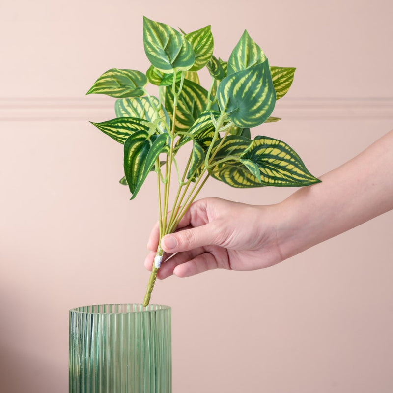 Artificial Peperomia Watermelon Leaves Set Of 2 - Artificial Plant | Flower for vase | Home decor item | Room decoration item