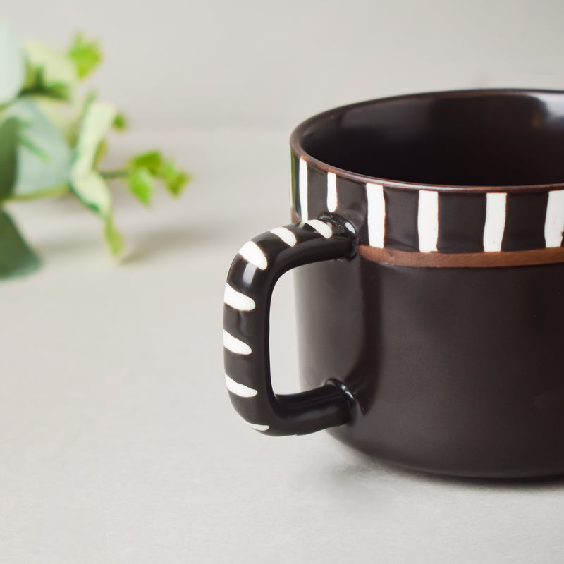 Monochrome Black And White Cup 200 ml- Tea cup, coffee cup, cup for tea | Cups and Mugs for Office Table & Home Decoration