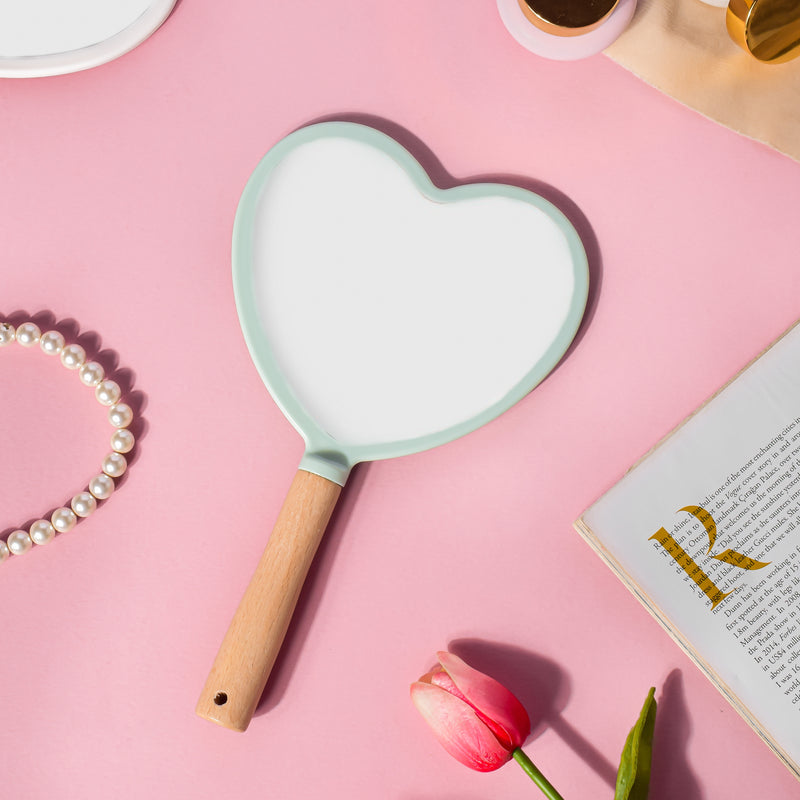 Chic Heart Hand Mirror Green - Handheld mirror: Buy mirror online | Mirror for dressing table and room decor