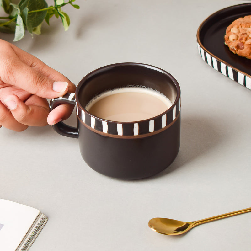 Monochrome Black And White Cup 200 ml- Tea cup, coffee cup, cup for tea | Cups and Mugs for Office Table & Home Decoration