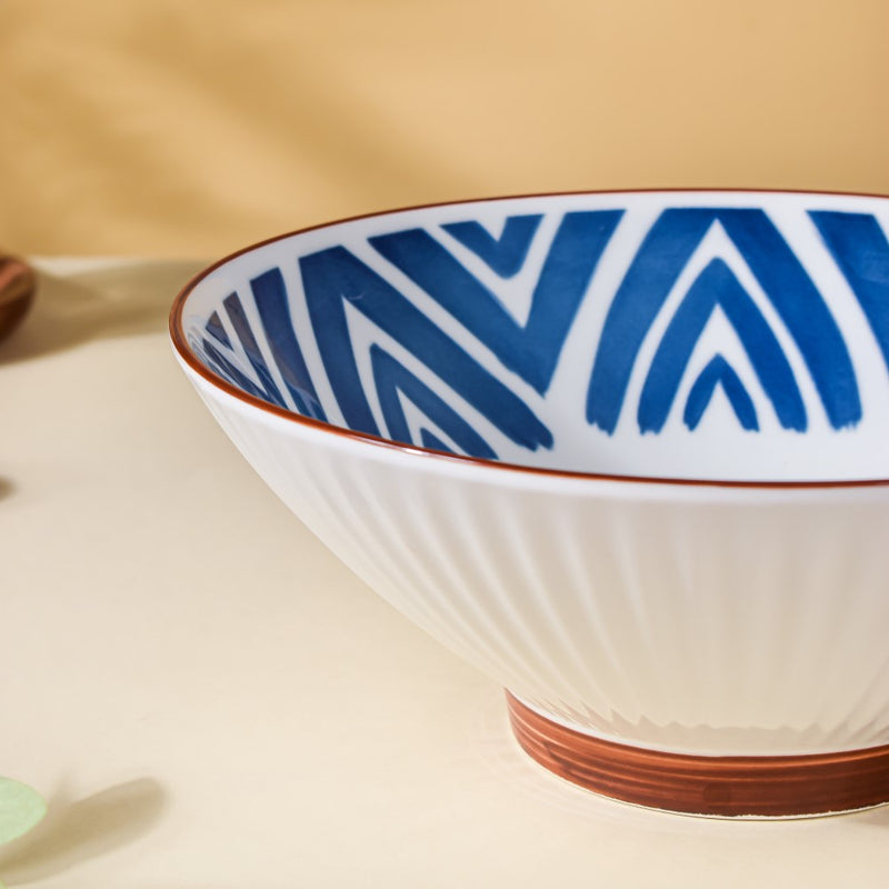 Umai Intricate Patterned Ceramic Ramen Bowl Blue And White 900 ml - Soup bowl, ceramic bowl, ramen bowl, serving bowls, salad bowls, noodle bowl | Bowls for dining table & home decor