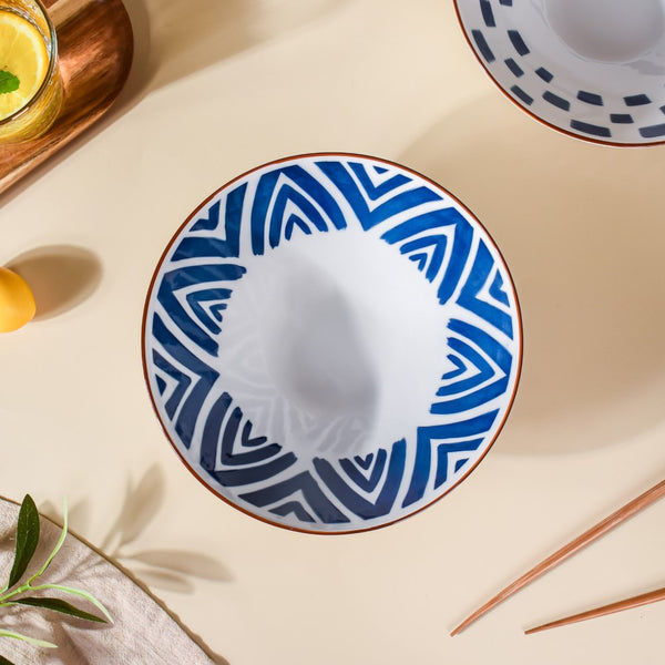 Umai Intricate Patterned Ceramic Ramen Bowl Blue And White 900 ml - Soup bowl, ceramic bowl, ramen bowl, serving bowls, salad bowls, noodle bowl | Bowls for dining table & home decor