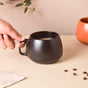 Jet Black Round Mug 350 ml- Mug for coffee, tea mug, cappuccino mug | Cups and Mugs for Coffee Table & Home Decor