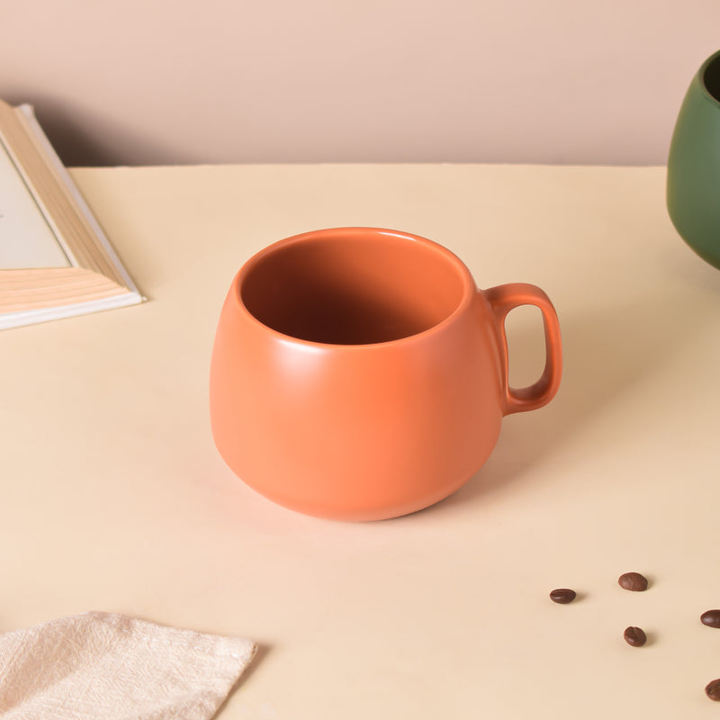 Terracotta Brown Round Mug 350 ml- Mug for coffee, tea mug, cappuccino mug | Cups and Mugs for Coffee Table & Home Decor