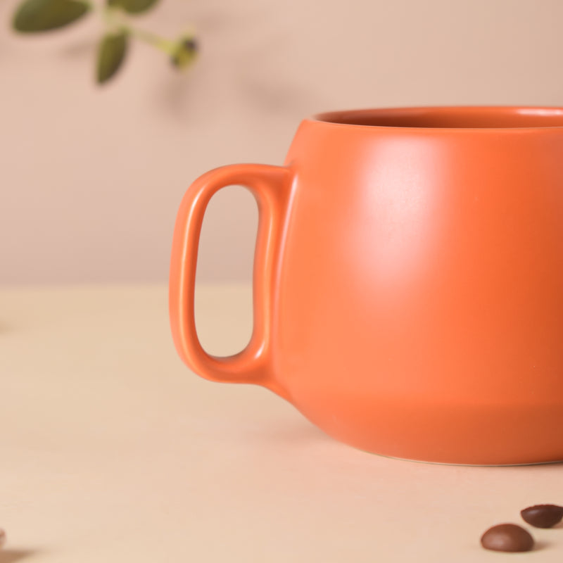 Terracotta Brown Round Mug 350 ml- Mug for coffee, tea mug, cappuccino mug | Cups and Mugs for Coffee Table & Home Decor