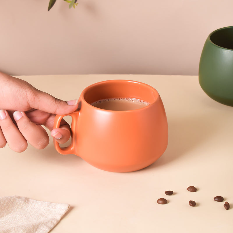 Terracotta Brown Round Mug 350 ml- Mug for coffee, tea mug, cappuccino mug | Cups and Mugs for Coffee Table & Home Decor