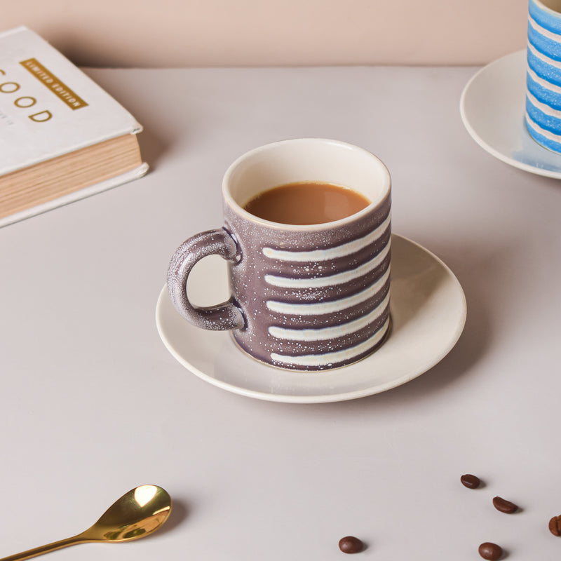 Black And White Textured Cup Set 150 ml- Tea cup, coffee cup, cup for tea | Cups and Mugs for Office Table & Home Decoration