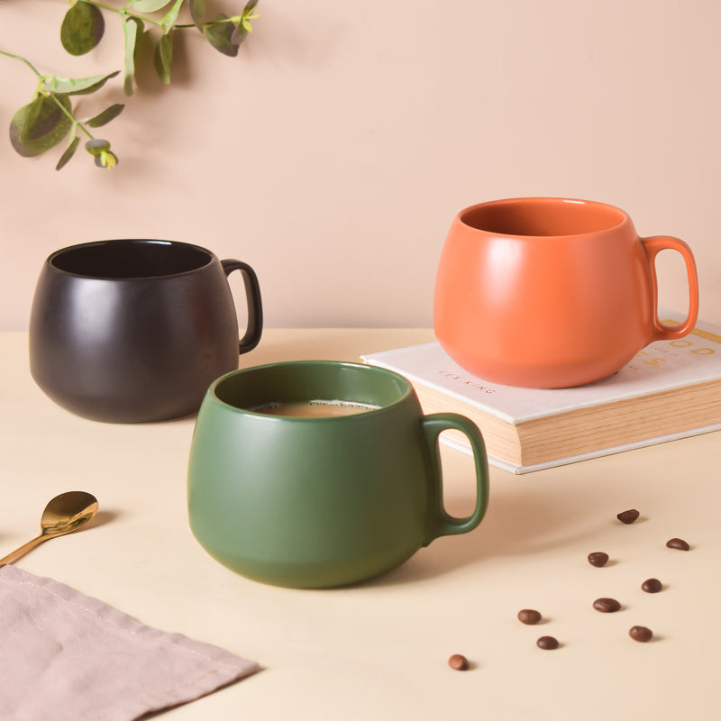 Bottle Green Round Cup 350 ml- Mug for coffee, tea mug, cappuccino mug | Cups and Mugs for Coffee Table & Home Decor