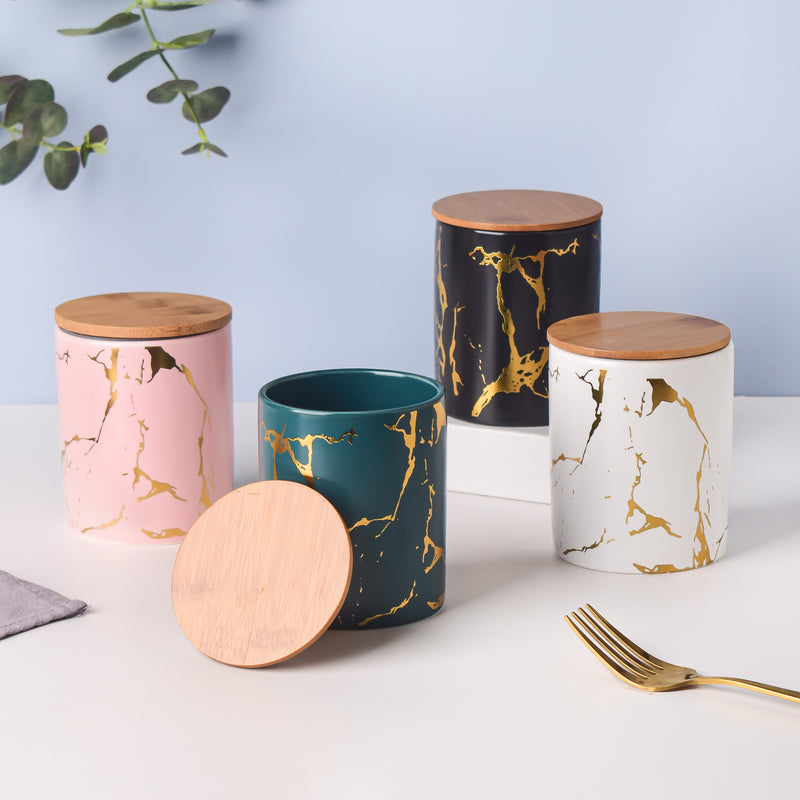 Auric Marble Pink Jar with Lid - Jar