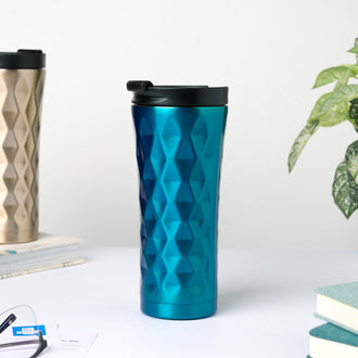 Double Walled Travel Tumbler Blue With Flip Lid 500ml- Sippers, sipping cup, travel mug | Sippers for Travelling & Home decor