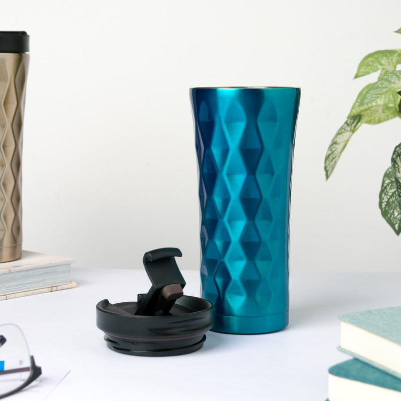 Double Walled Travel Tumbler Blue With Flip Lid 500ml- Sippers, sipping cup, travel mug | Sippers for Travelling & Home decor