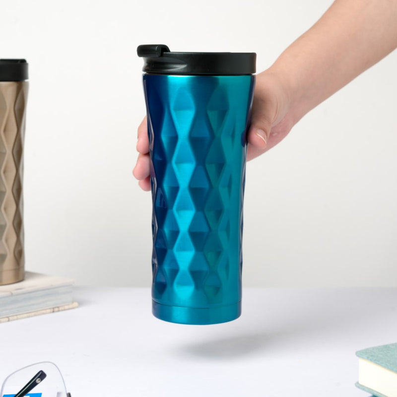 Double Walled Travel Tumbler Blue With Flip Lid 500ml- Sippers, sipping cup, travel mug | Sippers for Travelling & Home decor