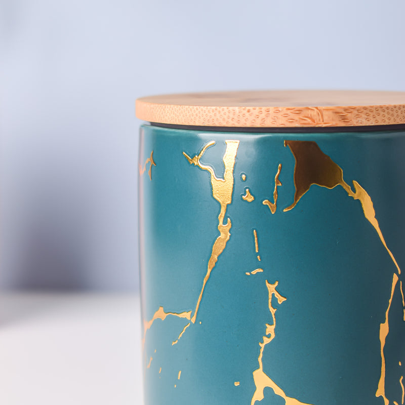 Auric Marble Green Jar with Lid - Jar