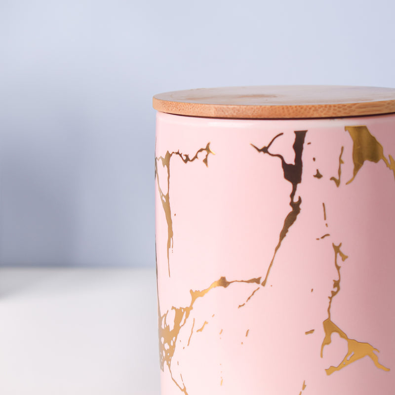 Auric Marble Pink Jar with Lid - Jar