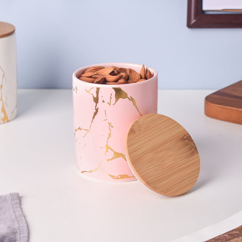 Auric Marble Pink Jar with Lid - Jar