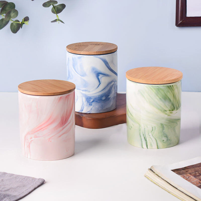 Marble Blue Jar with Lid - Jar