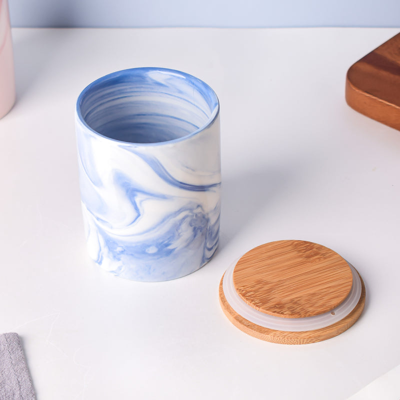 Marble Blue Jar with Lid - Jar