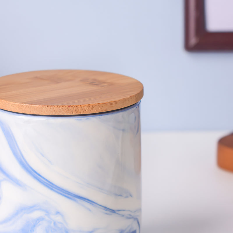 Marble Blue Jar with Lid - Jar