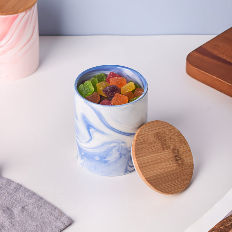 Marble Blue Jar with Lid - Jar
