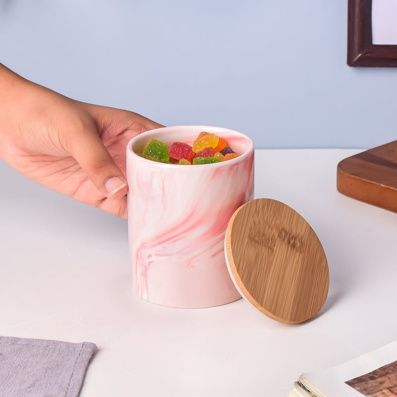 Marble Pink Jar with Lid - Jar