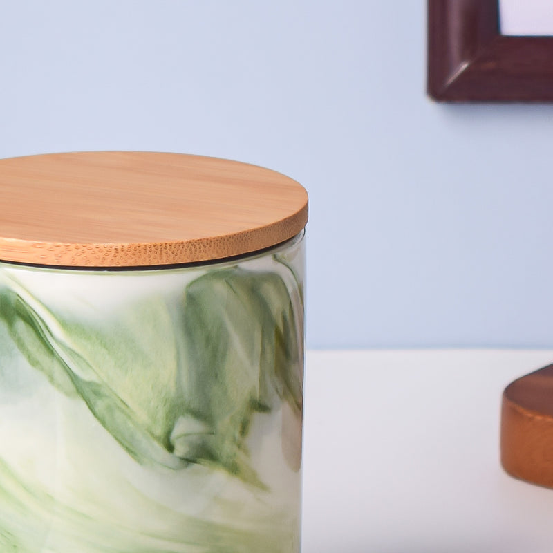 Marble Green Jar with Lid - Jar