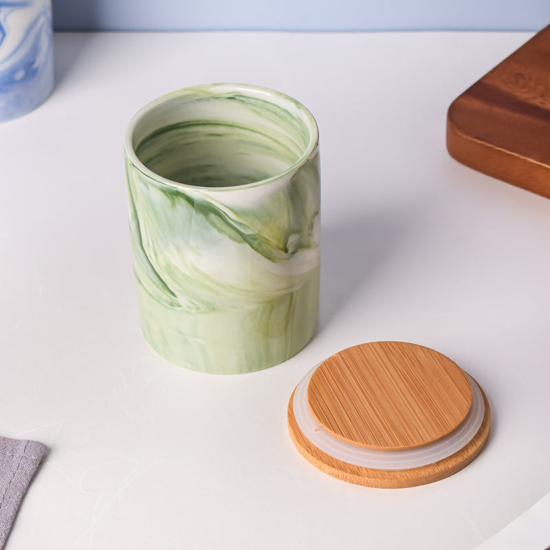 Marble Green Jar with Lid - Jar