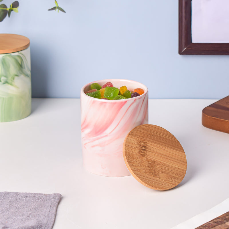 Marble Pink Jar with Lid - Jar