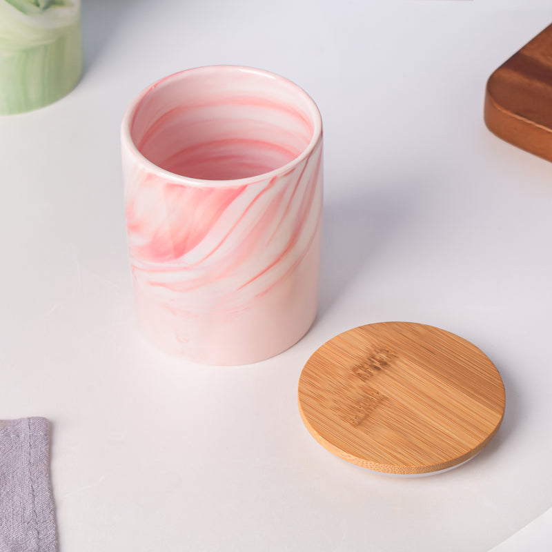 Marble Pink Jar with Lid - Jar