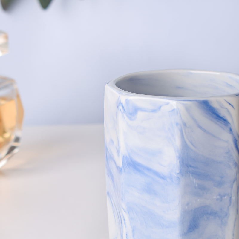 Hexad Marble Blue Ceramic Planter