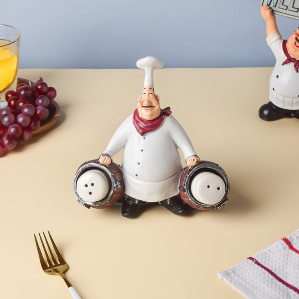 Table Chef With Salt And Pepper Shaker Cannon - Showpiece | Home decor item | Room decoration item