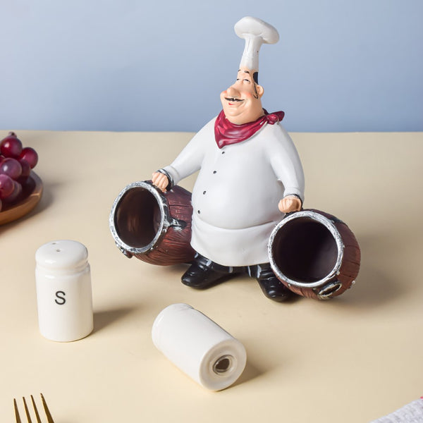 Table Chef With Salt And Pepper Shaker Cannon - Showpiece | Home decor item | Room decoration item