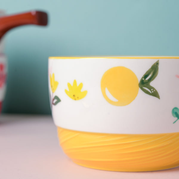 Bloom Yellow Ceramic Pot With Handle