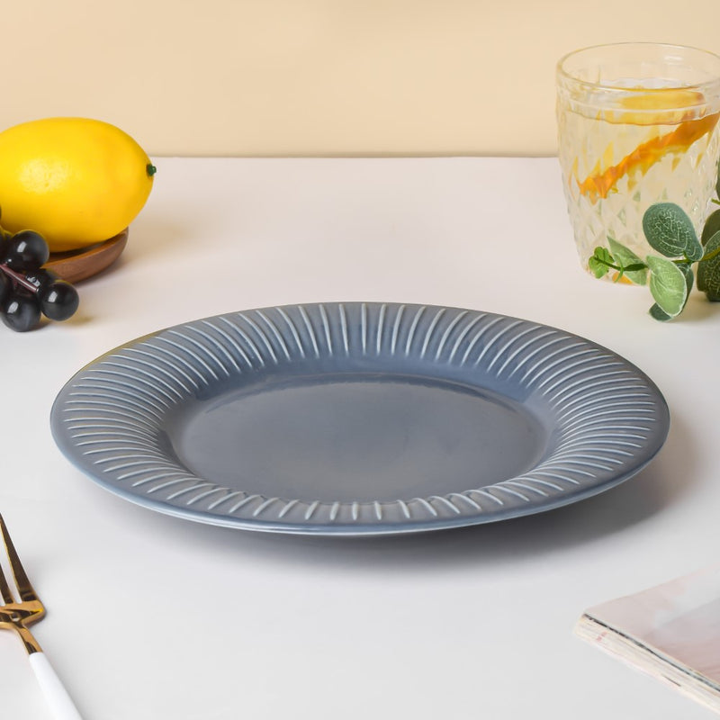 Royal Dinner Plate Greyish Blue Large 9.5 Inch - Serving plate, rice plate, ceramic dinner plates| Plates for dining table & home decor