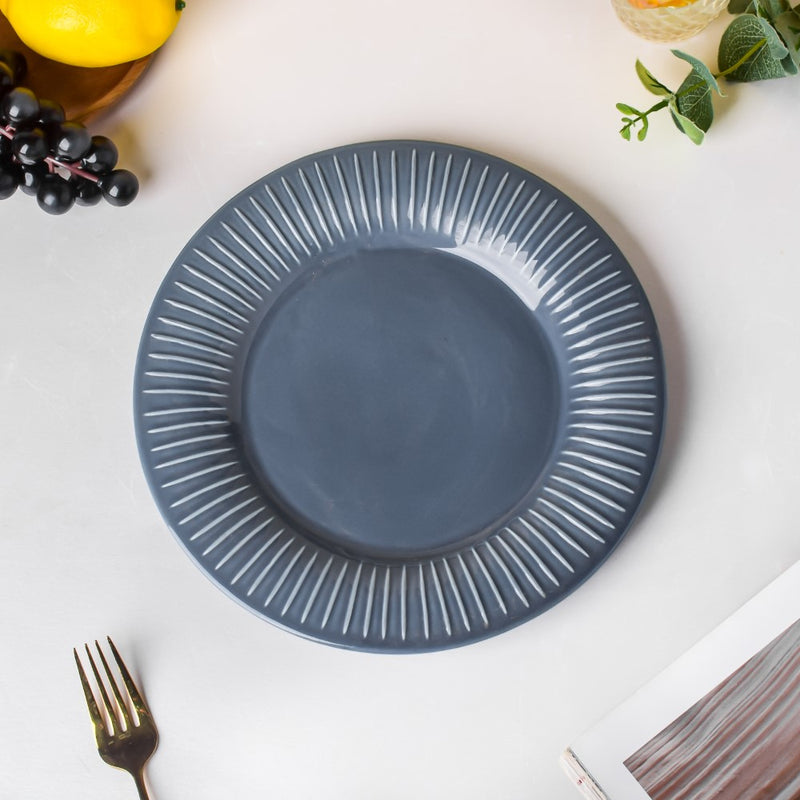 Royal Dinner Plate Greyish Blue Large 9.5 Inch - Serving plate, rice plate, ceramic dinner plates| Plates for dining table & home decor