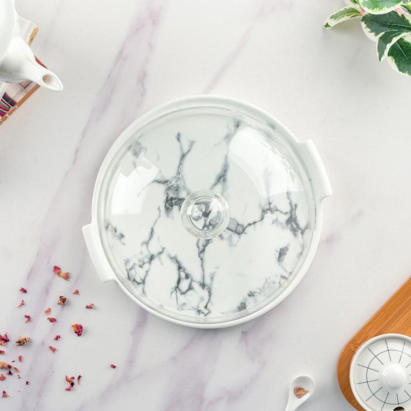 Marble Cake Plate With Cover 10 Inch