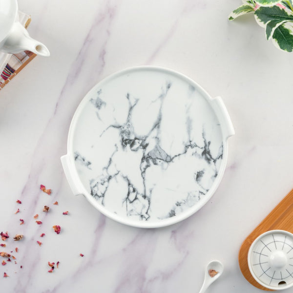 Marble Cake Plate With Cover 10 Inch