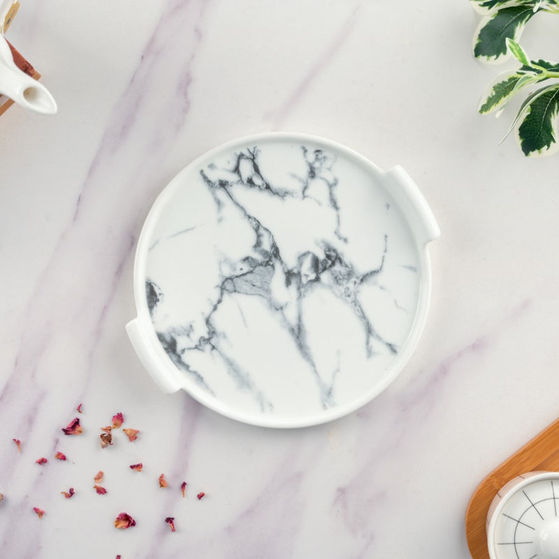 Marble Cake Plate With Cover 8.5 Inch