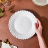 Scalloped Dinner Plate White 10 Inch - Serving plate, rice plate, ceramic dinner plates| Plates for dining table & home decor