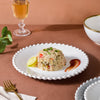 Scalloped Dinner Plate White 10 Inch - Serving plate, rice plate, ceramic dinner plates| Plates for dining table & home decor