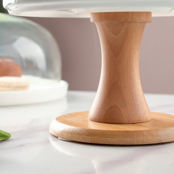 Wooden Cake Stand With Dome 8 inch