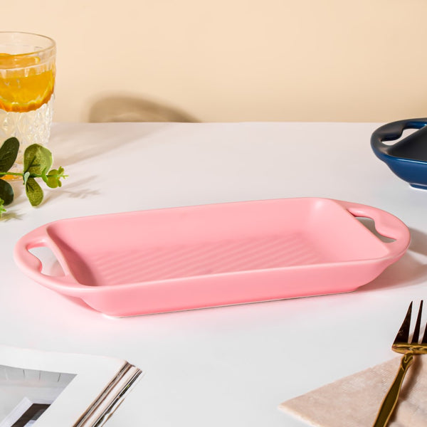 Baking Tray With Handle Pink - Baking Tray