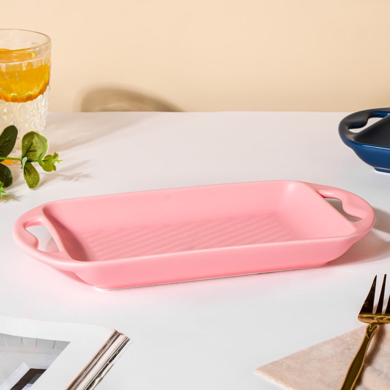 Baking Tray With Handle Pink - Baking Tray