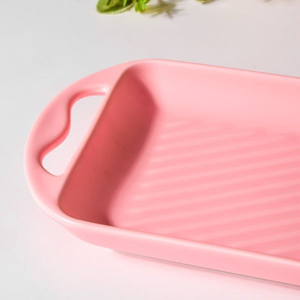 Baking Tray With Handle Pink - Baking Tray