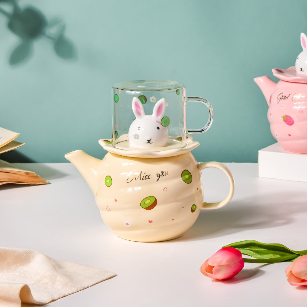 Bunny Cup And Kettle Cream Online - Premium Tea Set | Nestasia