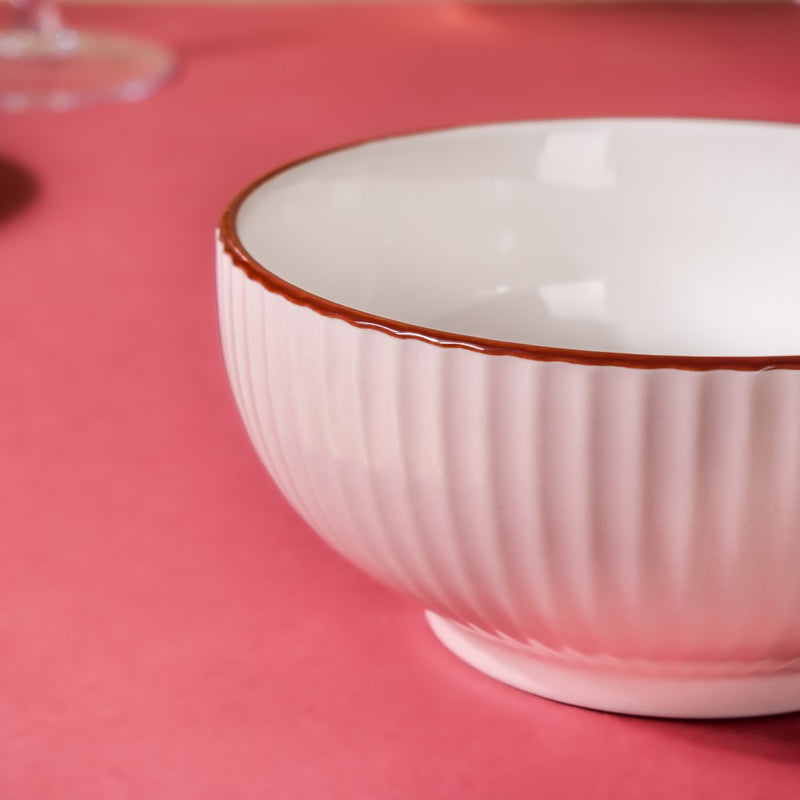Dune Textured Serving Bowl Pink 650 ml - Bowl, ceramic bowl, serving bowls, noodle bowl, salad bowls, bowl for snacks, large serving bowl | Bowls for dining table & home decor
