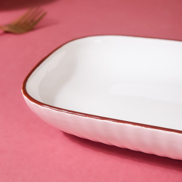 Dune Rectangle Serving Plate Pink 10 Inch