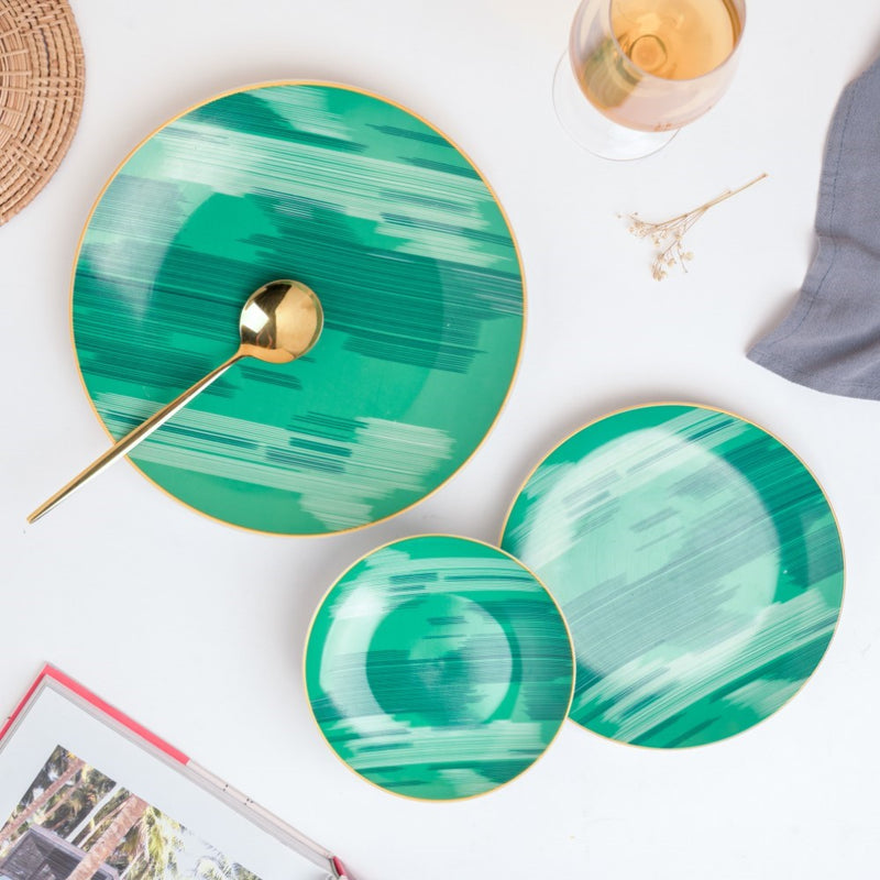 Jazz Decal Ceramic Dessert Plate Green 6 Inch - Serving plate, small plate, snacks plates | Plates for dining table & home decor
