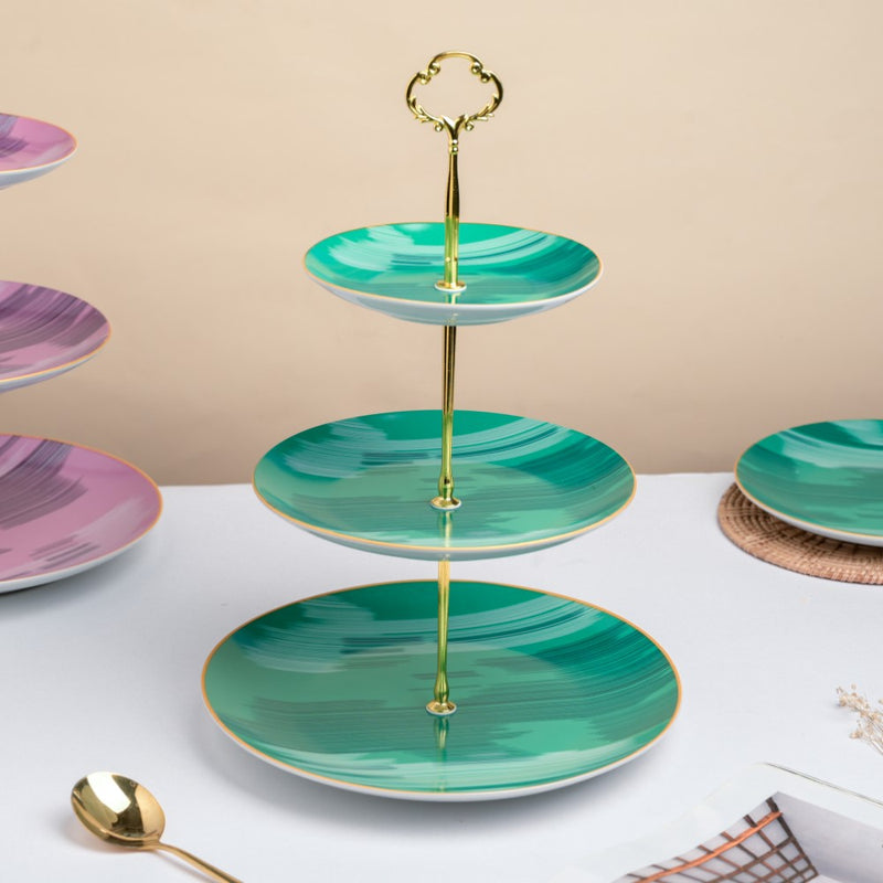 Decal 3 Tier Dessert Stand Green